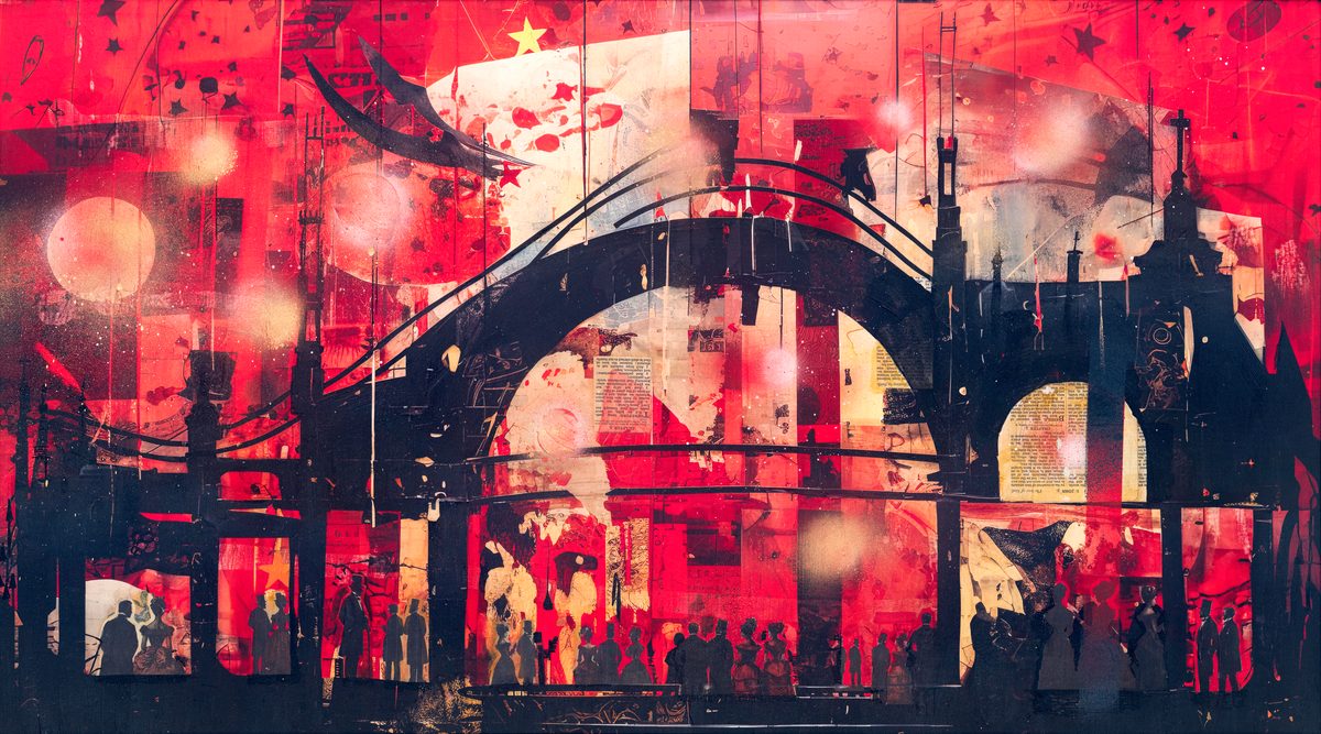 Painting titled Dance Hall inspired by Moulin Rouge
